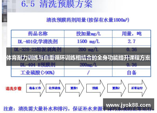 体育耐力训练与自重循环训练相结合的全身功能提升课程方案